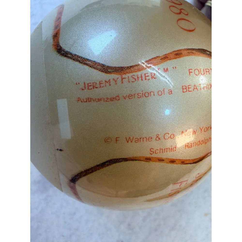 Vintage 1980 Schmid Beatrix Potter Jeremy Fisher Satin Ball Ornament Limited Ed